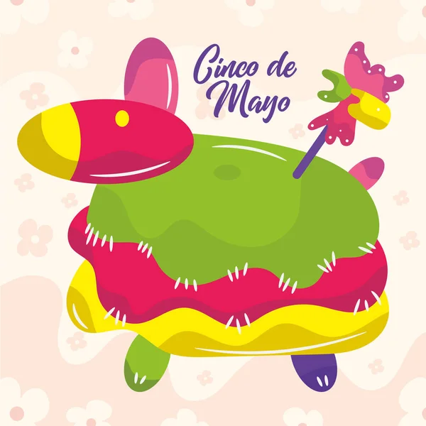 Cinco Mayo Card Mexican Pinata Vector Illustration — Stock Vector