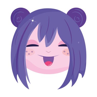 İzole edilmiş şirin Chibi kadın anime çocuklar elle çizilmiş karakter Avatar Vektör çizimi