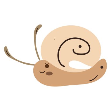 İzole edilmiş renkli salyangoz çizimi karakter Vektör illüstrasyonu