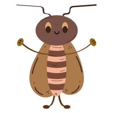 İzole edilmiş şirin sinek çizimi karakter Vektör illüstrasyonu