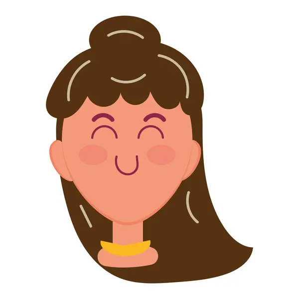 Isolado Bonito Menina Feliz Personagem Avatar Esboço Vector Ilustração — Vetor de Stock