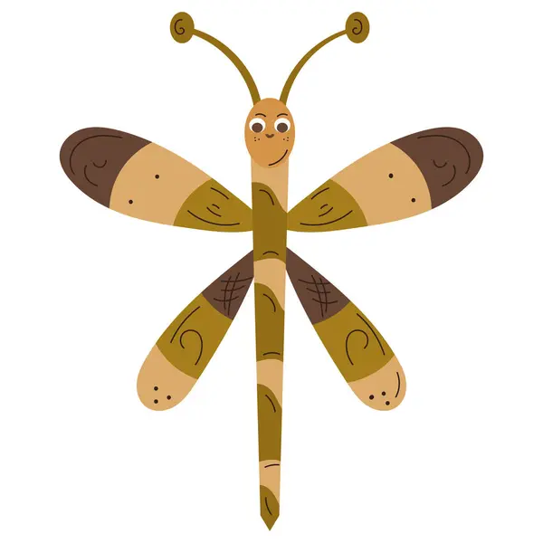 Μεμονωμένη Έγχρωμη Dragonfly Σκίτσο Χαρακτήρα Διάνυσμα Εικονογράφηση — Διανυσματικό Αρχείο