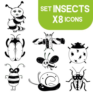 Şirin böcek çizim karakterleri Vektör illüstrasyonu