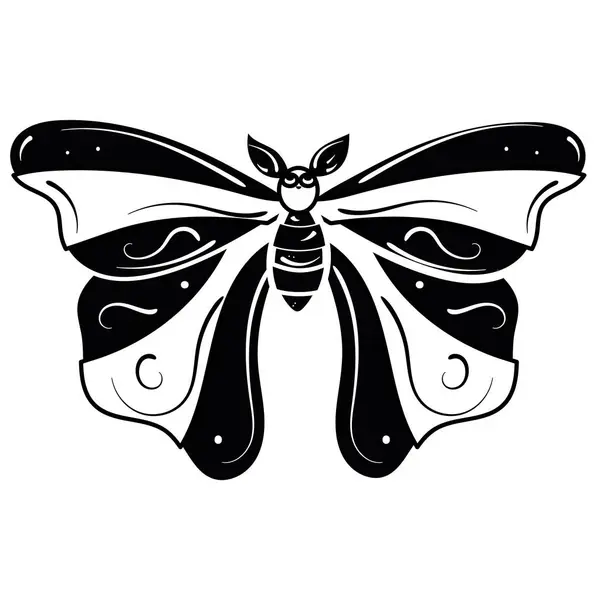 Изолированный Силуэт Персонажа Бабочки Векторная Иллюстрация — стоковый вектор