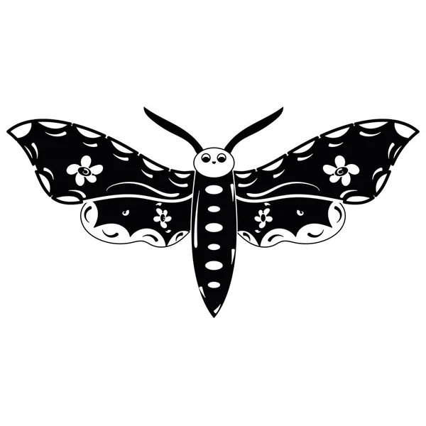 Isolierte Silhouette Eines Schmetterlings Skizze Charakter Vector Illustration — Stockvektor
