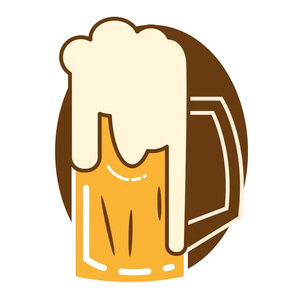 Vidrio Cerveza Color Aislado Con Icono Espuma Ilustración Vectorial — Archivo Imágenes Vectoriales
