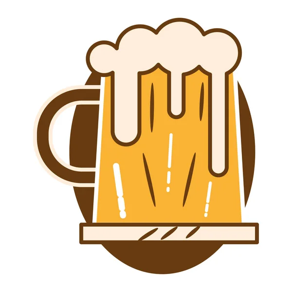Μεμονωμένη Έγχρωμη Κούπα Μπύρας Εικονίδιο Αφρού Διανυσματική Απεικόνιση — Διανυσματικό Αρχείο
