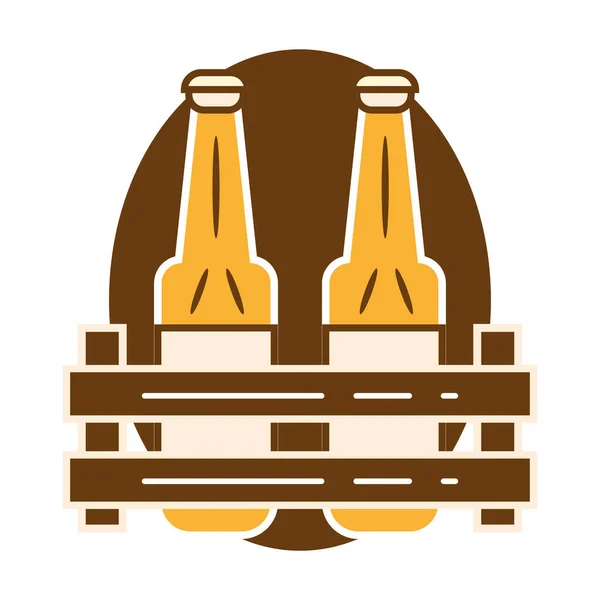 Isolado Par Garrafas Cerveja Ícone Ilustração Vetorial — Vetor de Stock