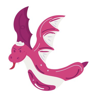 İzole edilmiş sevimli ejderha karakteri Vektör illüstrasyonu