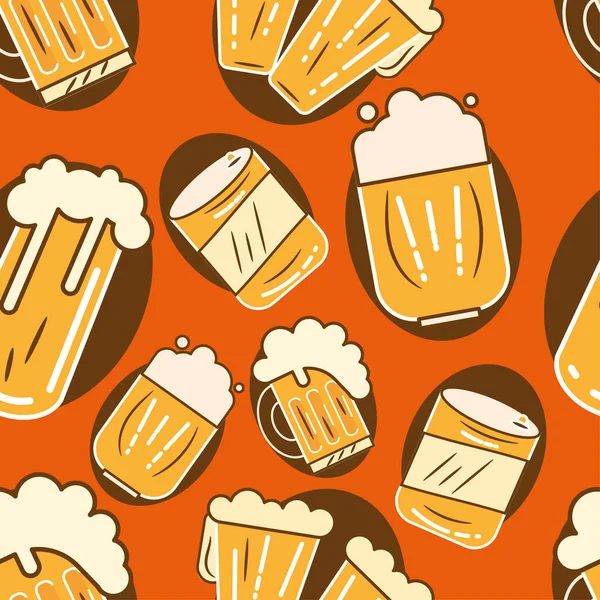 啤酒图标矢量插图的无缝图案背景 — 图库矢量图片