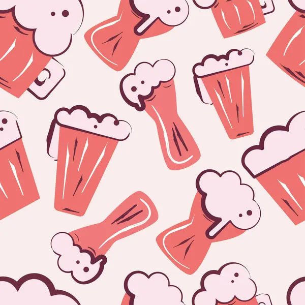 Bira simgeleri Vektör illüstrasyonlu kusursuz desen arkaplanı