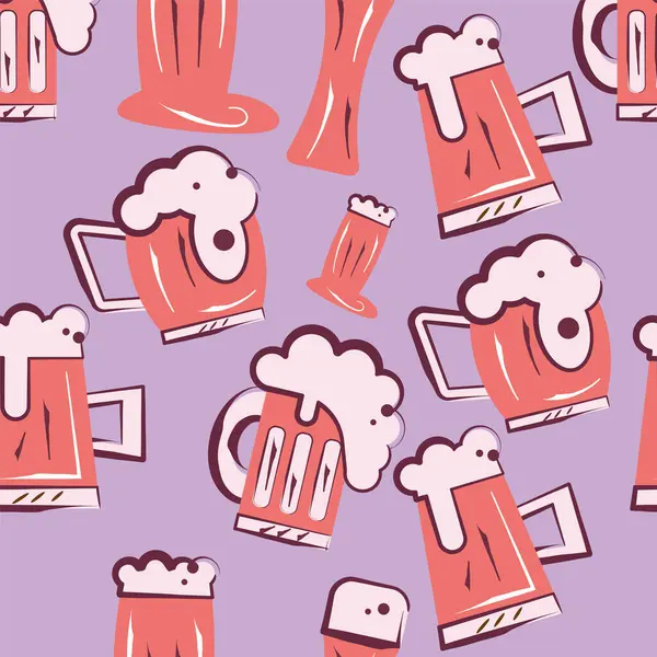 Απρόσκοπτη Μοτίβο Φόντο Εικονίδια Μπύρα Διάνυσμα Εικονογράφηση — Διανυσματικό Αρχείο