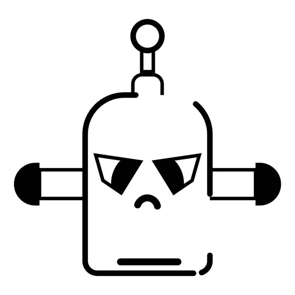 Isolé Monochrome Robot Jouet Personnage Icône Illustration Vectorielle — Image vectorielle