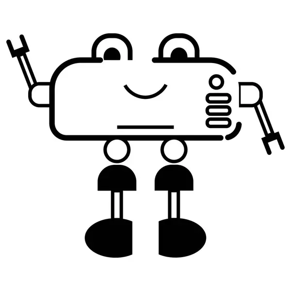 Icono Personaje Juguete Robot Monocromo Aislado Ilustración Vectorial — Vector de stock