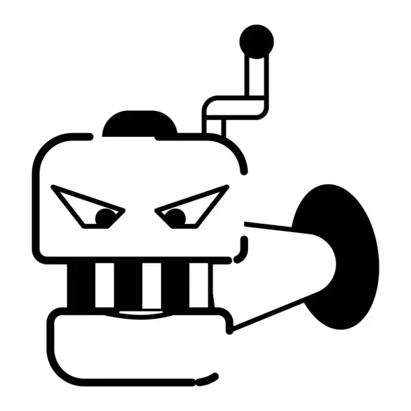 隔離されたモノクロロロボットおもちゃのキャラクターアイコンベクターイラスト — ストックベクタ