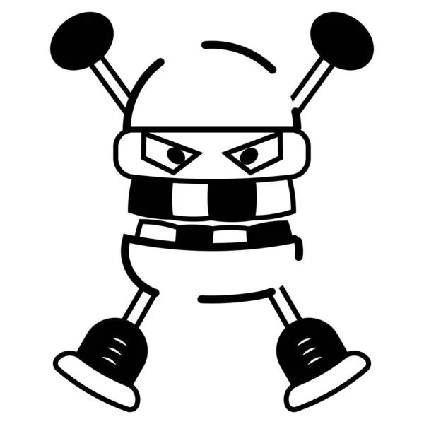 Isolé Monochrome Robot Jouet Personnage Icône Illustration Vectorielle — Image vectorielle