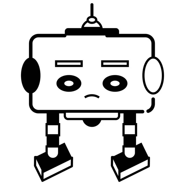 Isolated Monochrome Robot Toy Character Icon Vector Illustration — Stock Vector
