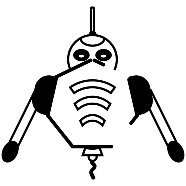 Elszigetelt Monokróm Robot Játék Karakter Ikon Vektor Illusztráció — Stock Vector