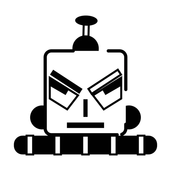 孤立的单色机器人玩具人物形象矢量插图 — 图库矢量图片