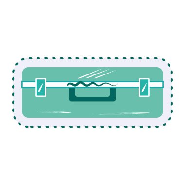 İzole edilmiş monokrom moda bavul çizim etiketi vektör illüstrasyonu