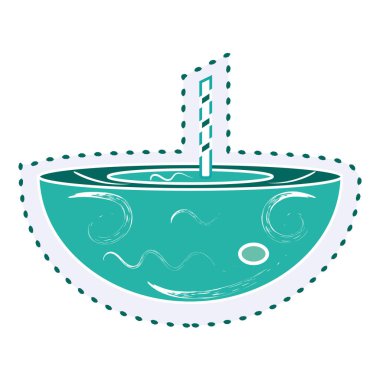 İzole edilmiş tek renkli kokteyl taslak etiketi simgesi Vektör illüstrasyonu