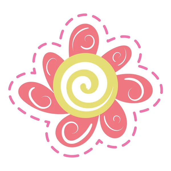 Isolated Colored Groovy Flower Sketch Sticker Icon Vector Illustration — Stock Vector