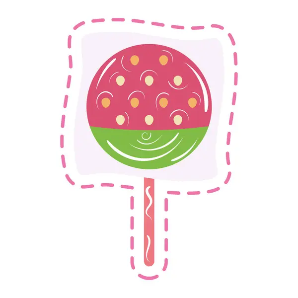 Isolated Colored Groovy Lollipop Sketch Sticker Icon Vector Illustration — Stock Vector