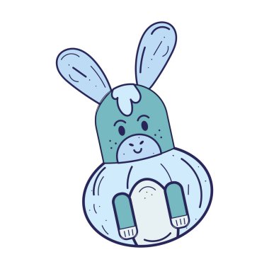 İzole edilmiş şirin koyun çizimi karakter Vektör illüstrasyonu