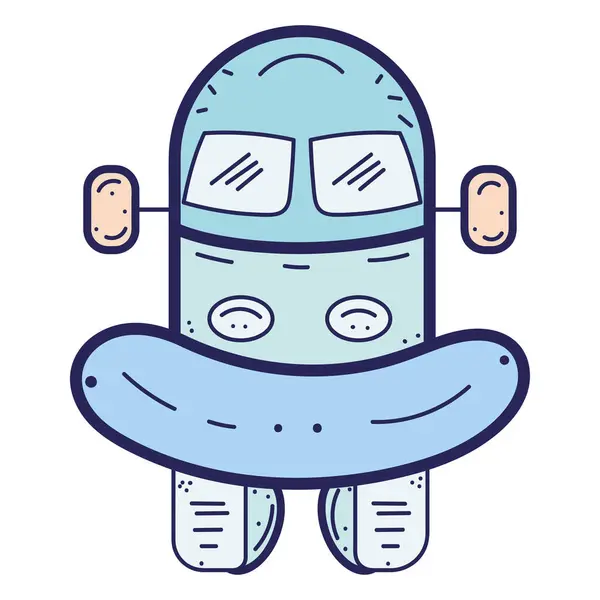 Icono Dibujo Personaje Juguete Robot Color Aislado Ilustración Vectorial — Vector de stock