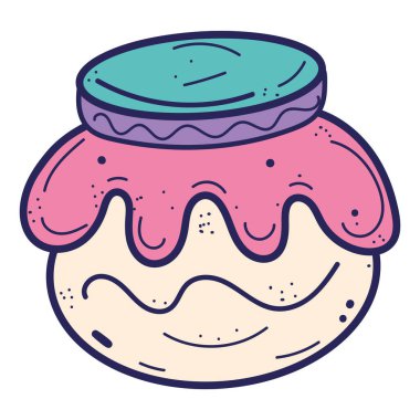 İzole edilmiş renkli reçel şişesi taslak ikonu Vektör illüstrasyonu