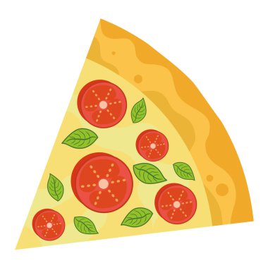 İzole edilmiş bir pizza vektörü çizimi.