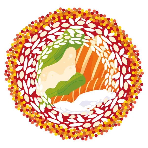 Vue Dessus Une Illustration Vectorielle Isolée Sushi — Image vectorielle