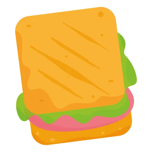 Geïsoleerde Gekleurde Sandwich Schets Pictogram Vector Illustratie — Stockvector