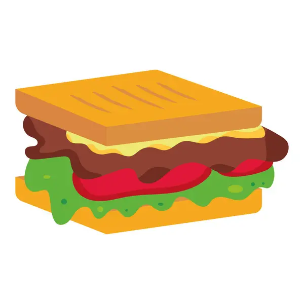 Geïsoleerde Gekleurde Sandwich Schets Pictogram Vector Illustratie — Stockvector