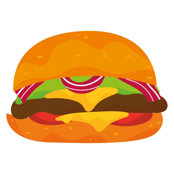 Geïsoleerde Gekleurde Hamburger Schets Pictogram Vector Illustratie — Stockvector
