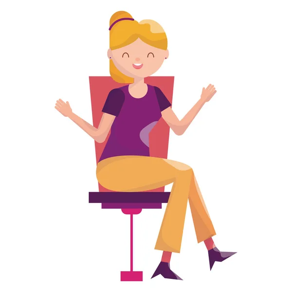 Isolated Cute Business Female Character Chair Vector Illustration — Stock Vector
