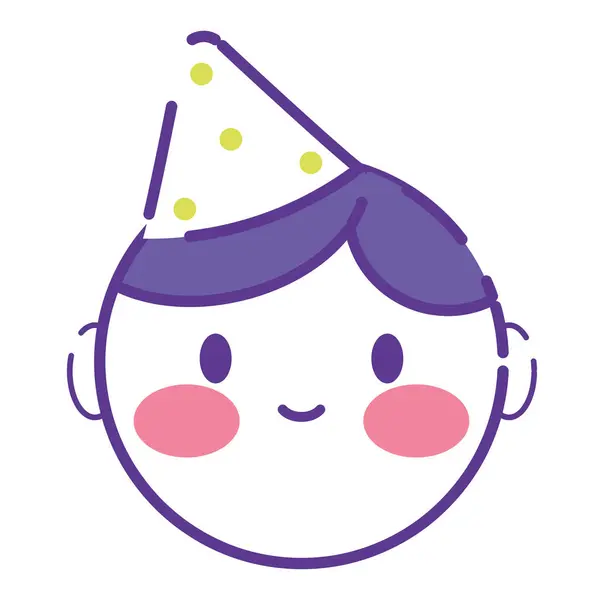 Isolated Cute Boy Avatar Birthday Party Hat Icon Vector Illustration — Stock Vector