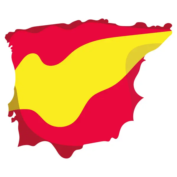 Mapa Isolado Espanha Com Sua Bandeira Ilustração Vetorial — Vetor de Stock