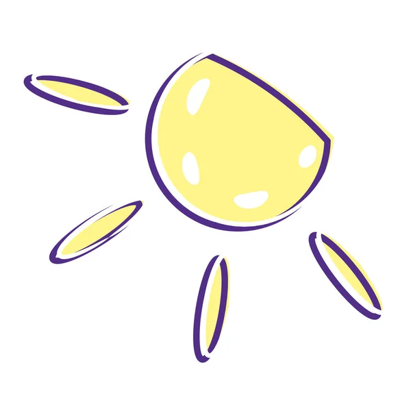 Изолированный Цветной Летний Сезонный Солнечный Набросок Иконка Вектор Иллюстрации — стоковый вектор