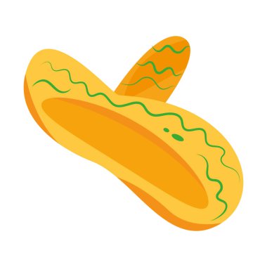 İzole edilmiş renkli geleneksel Meksikalı şapka taslak Vektör illüstrasyonu