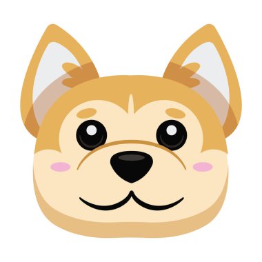 Gülümseyen Shiba köpeği yakın plan. Vektör illüstrasyonu