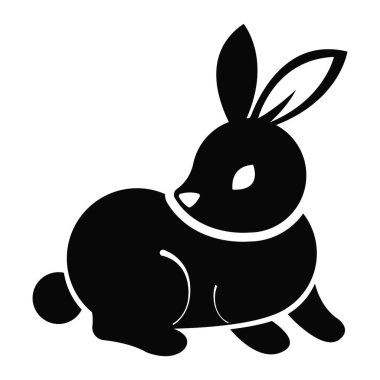 Siyah tavşan dinlenme ikonu. Vektör illüstrasyonu