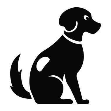 Oturan siyah köpek ikonu. Vektör illüstrasyonu