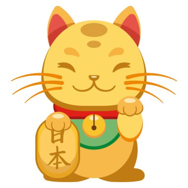 Japon şanslı kedisi Maneki Neko. resimleme