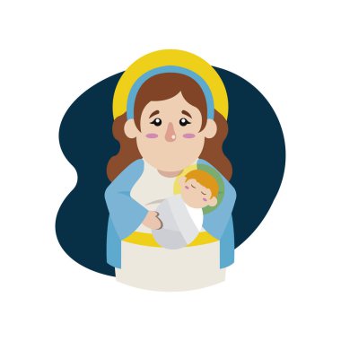 Kutsal Bakire Meryem, haleli bebek İsa 'yı şefkatle kucağında tutuyor.