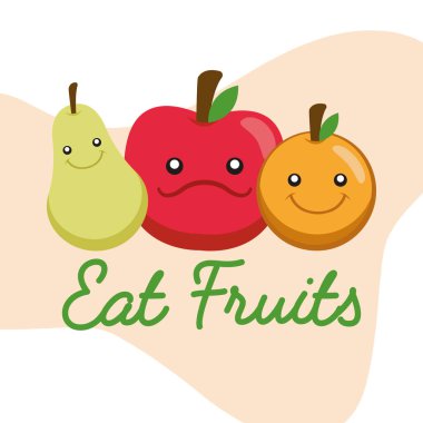 Meyve Karakterleri Grubunun Vektör illüstrasyonunu Ye