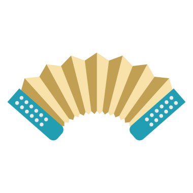 Geleneksel folk müzik enstrümanı tasarımı Vektör illüstrasyonu için beyaz düğmeli bej ve teal akordeon