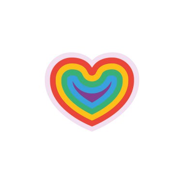 Katmanlı gökkuşağı çizgileri olan kalp aşk çeşitliliği ve gurur verici illüstrasyon.