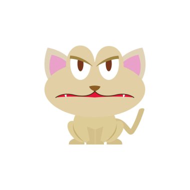 Huysuz bej kedi çatık kaşlı ve somurtkan yüz ifadesi kedi hayal kırıklığını ve can sıkıcı Vektör çizimini gösteriyor.