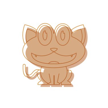 Kahverengi kedinin büyük gözleri ve geniş mutlu gülüşü. Vektör çizimi.